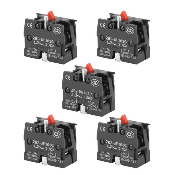 5Pcs 10A 600V Zb2-Be101C/Be102C No Nc Push Button Joystick Switch