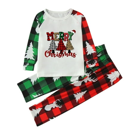 

TAIAOJING Christmas Family Pajamas Matching Sets For Kids Print Blouse Tops And Pants Clothes Pajamas 2-4 Years