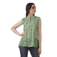 thumbnail image 2 of Moomaya Printed Mandarin Collar Tunic Sleeveless Casual Tank Top Summer Wear, 2 of 6