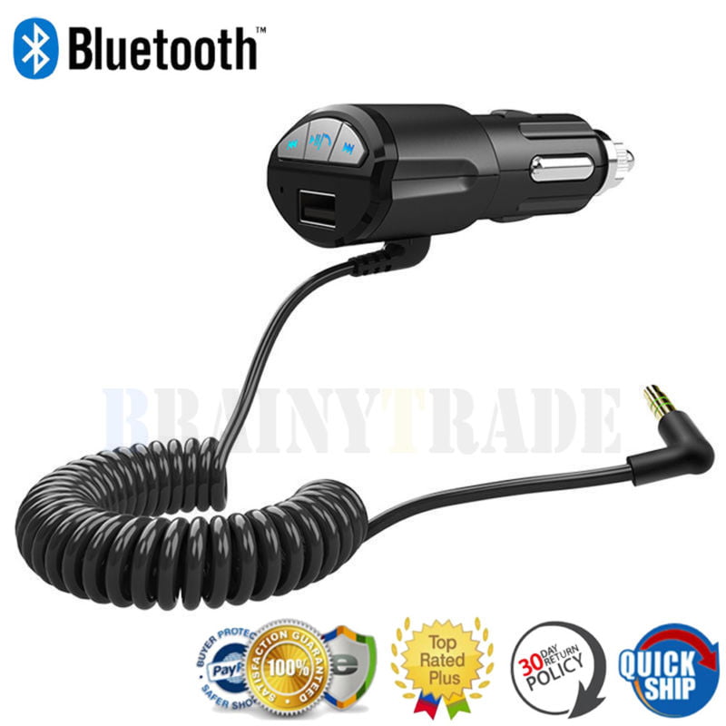 A2DP 3.5mm Car Handsfree Bluetooth AUX Stereo Audio Receiver Adapter USB Charger 