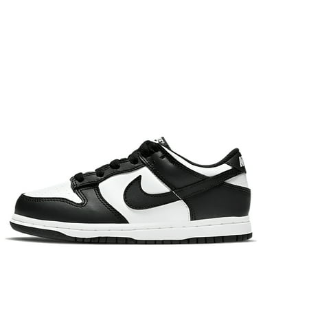 Nike Dunk Low Skate Kids Leather Low Shoes, White/Black