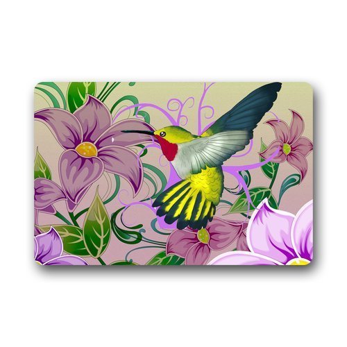 WinHome Hummingbird With Flower Doormat Floor Mats Rugs Outdoors/Indoor