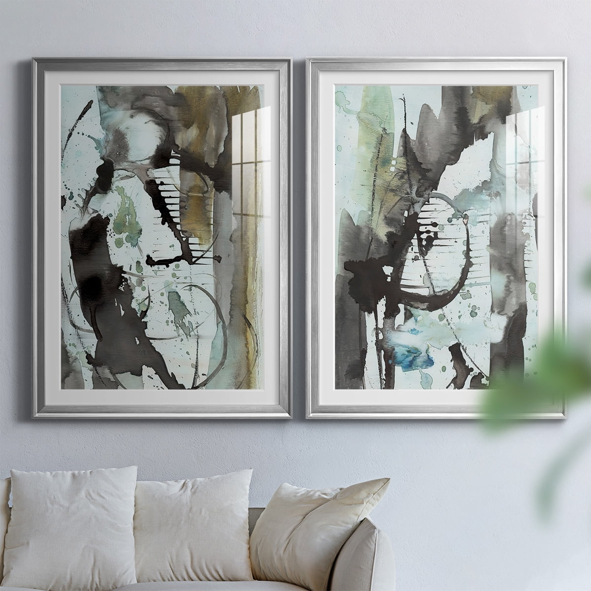 Wexford Home Lyrical Abstract I Premium Framed Print, 18.5" x 24.5" - Ready to Hang, Silver (Set of 2)