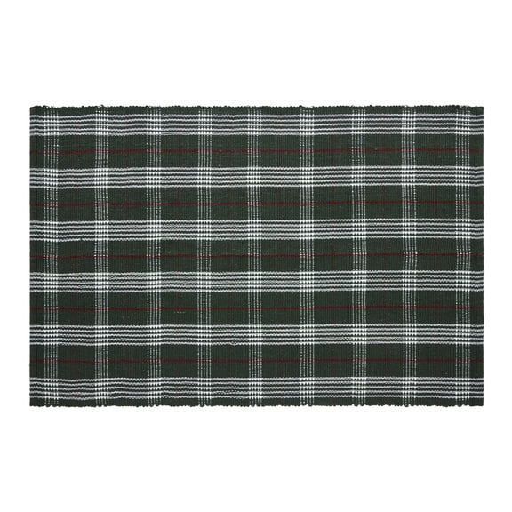 My Texas House Green Plaid Indoor/Outdoor Layering Rug, 38" x 58"