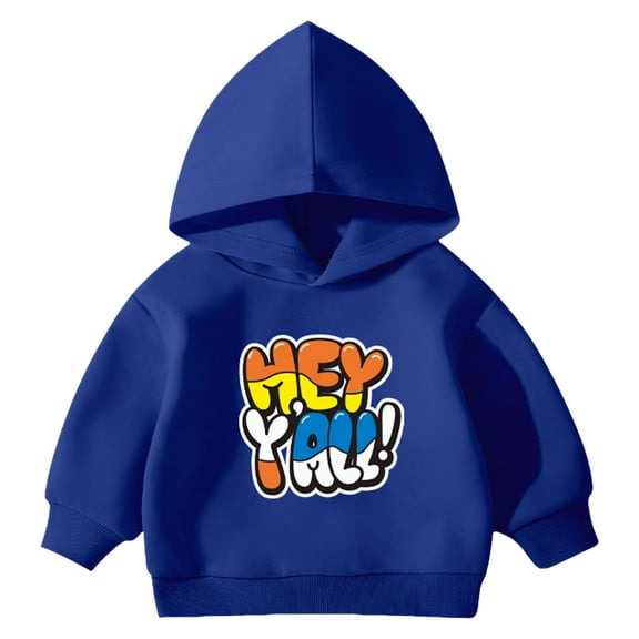 newwalpole Boy's Graphic Letter Hoodies Long Sleeve Hooded Sweatshirts Pullovers Fall Clothes Trendy Blue for Size 5-6 Years