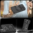 thumbnail image 3 of Dual Layer MagSafe Case with Rotating Stand and Privacy Camera Cover for iPhone 16 Pro Max - Red, 3 of 5
