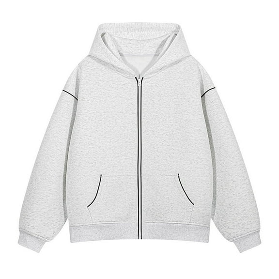 ZUKMRJPC Mens Full Zip Hoodie Long Sleeve Solid Color Striped Hooded Sweatshirt Lightweight Loose Soft Athletic Outwear with Pockets