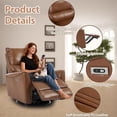 thumbnail image 4 of Brown Leather Swivel Rocker Recliner Chair for Adults, Glider Rocking Chair for Nursery, Small Recliner Chair for Small Spaces, RV, Living Room, 4 of 8