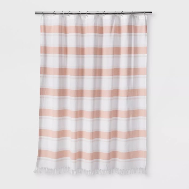 Threshold 72 Width x 72 Lingth Inch Woven Stripe Shower Cotton Plain