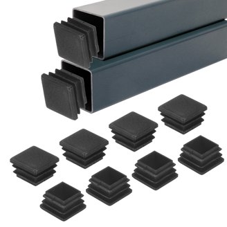 12 Pack 1 Inch Square Plastic Plugs, Insert End Caps For Square Tubing, Chair Legs, Fences, And Furniture Glides