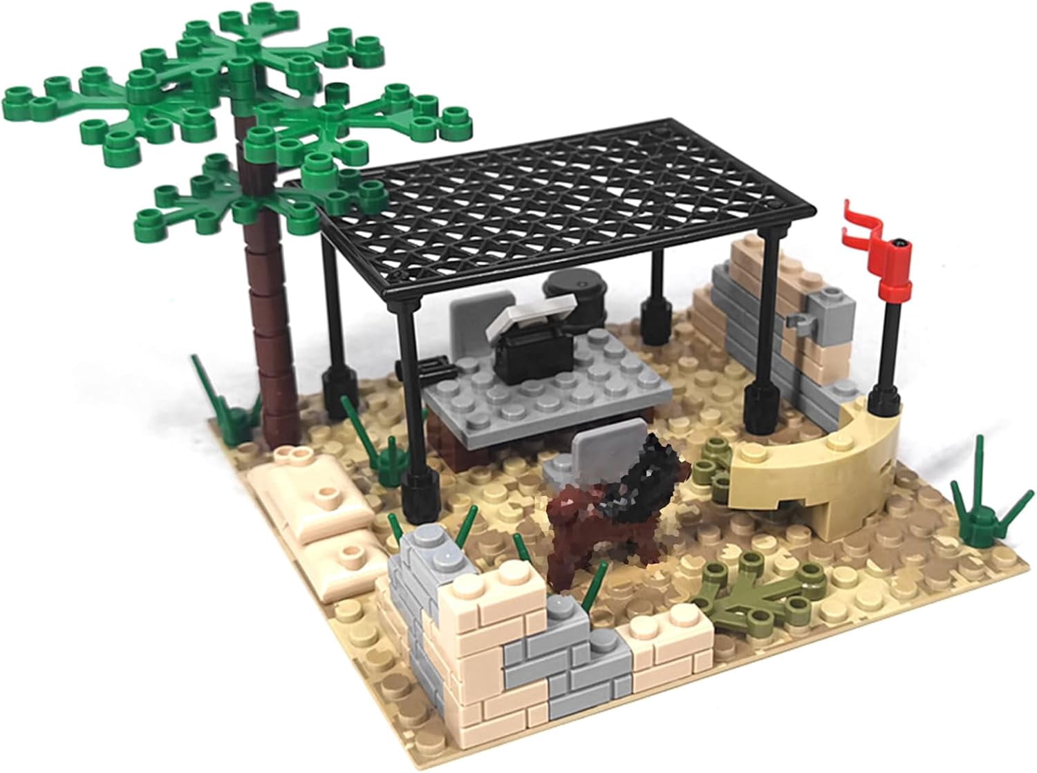 Military Base 6 Building Blocks Set, WW2 Desert Army Base Building Toys Compatible with Lego 6254100 Building Accessory, Educational DIY Gift for Kids Aged 6+