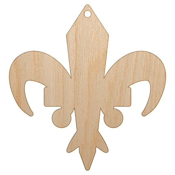 Fleur De Lis French Mardi Gras Solid Wood Holiday Christmas Tree Ornament Unfinished DIY Pre-Drilled Craft