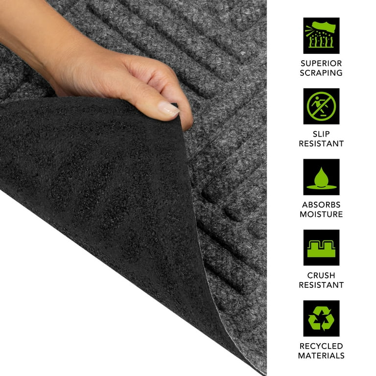 Mainstays Doormat 2' x 3' Smoke Crosshatch Polyester Rubber Backed