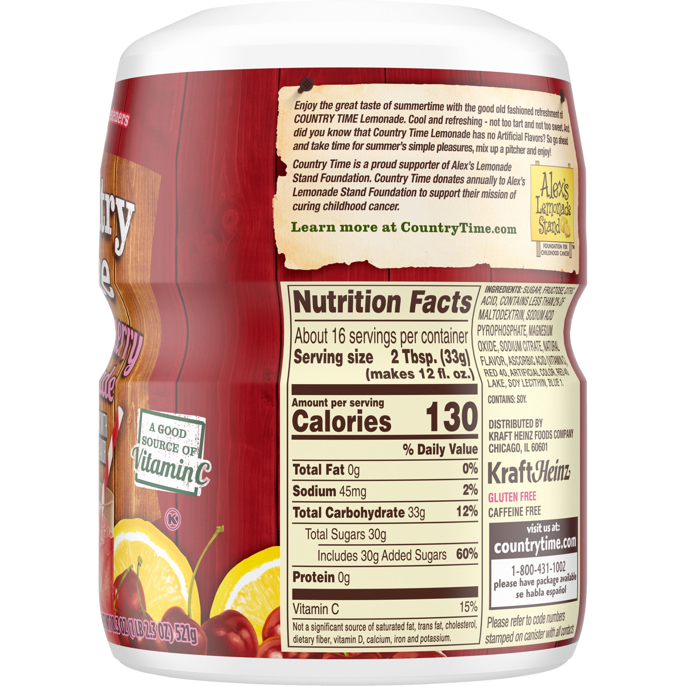 Country Time Black Cherry Lemonade Naturally Flavored Powdered Drink Mix, 18.3 oz Canister