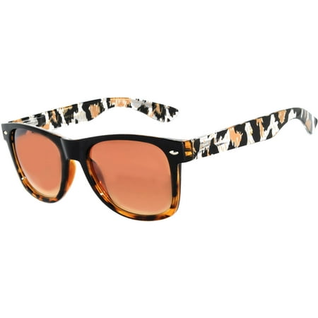 One Pair Retro Crystal 80's Vintage Party Sunglasses Leopard Brown Frame Brown Lens OWL