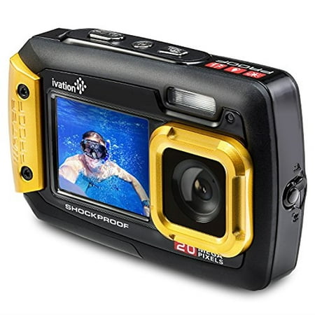 Ivation 20MP Underwater Waterproof Shockproof Digital Camera, Dual LCD Display (Best Camera For Underwater Photography 2019)