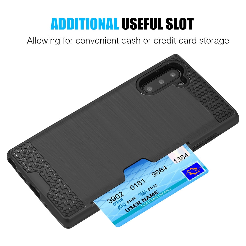 Hybrid Rugged Case Designed for Galaxy Note 10 (2019) With Rotating Ring Holder And Dedicated Card Slot (Black)