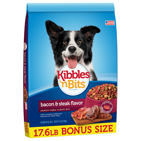 Kibbles 'n Bits Bacon and Steak Dry Dog Food, (Best Tasting Dog Kibble)