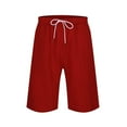thumbnail image 3 of HCNTES Linen Shorts Mens Casual Shorts Lightweight Summer Beach Shorts Drawstring Shorts(Red,L), 3 of 8