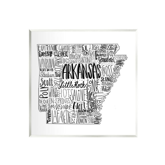 Stupell Industries Arkansas State Typography Cities Map Graphic Art Unframed Art Print Wall Art, Design by The Saturday Evening Post