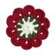 thumbnail image 3 of Posavasos de ganchillo hecho a mano para café y té, forma de flor rústica, redondo, tejido Blanco rojo, 3 of 9