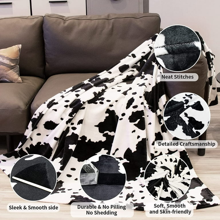 Cow Print Blanket Twin Size - 300GSM Lightweight Plush Blankets