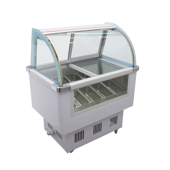 INTSUPERMAI Commercial Ice Cream Freezer 10 Pans Gelato Display Freezer Showcase