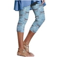 thumbnail image 2 of Haivin Women's Faux Denim Print Yoga Pants, Slim Fit Capri Leggings with Fashionable Design, Stretchy Casual Workout Bottoms for Exercise and Daily Wear, 2 of 7