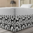 thumbnail image 1 of Vintage Bed Skirt, Monochrome Nostalgia with Apple Blossoms and Irregular Dots, Elastic Bedskirt Dust Ruffle Wrap Around for Bedding Decor, 4 Sizes, Charcoal Grey White, by Ambesonne, 1 of 2