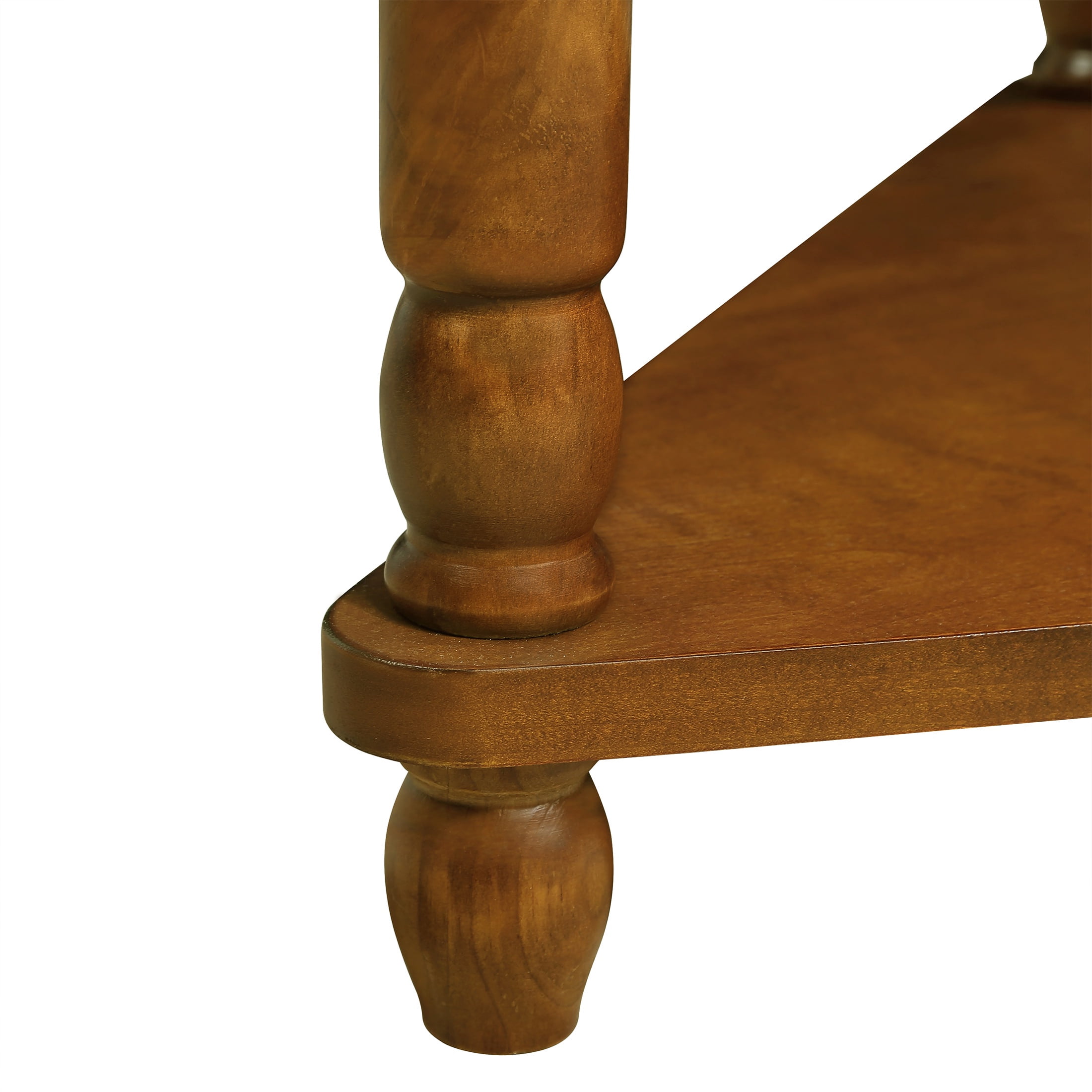 PORKISS Small Triangle Corner Table, End Table Side Table with 1 Drawer Solid Wood Legs, Console Table for Small Spaces/ Living Room, Brown #1
