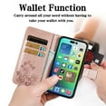 thumbnail image 2 of for iPhone 16 Plus Wallet Case, [Flower Embossed] Premium PU Leather Flip Protective Case Cover with Card Holder and Stand with Wrist Strap for iPhone 16 Plus, Rosegold, 2 of 5