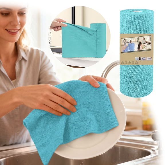 Gytml Microfiber Cleaning Cloths Roll, Tear Away Reusable Paper Towels, 7.87 X 7.89 Inch Ultra Absorbent & Fast Drying Microfiber Cloth For Kitchen, Window, Home Cleaning B-7x7x20cm