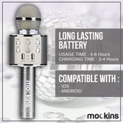 Mockins Silver Portable Bluetooth Karaoke Microphone | Mic & Bluetooth Speaker | Compatible with IOS and Android Devices