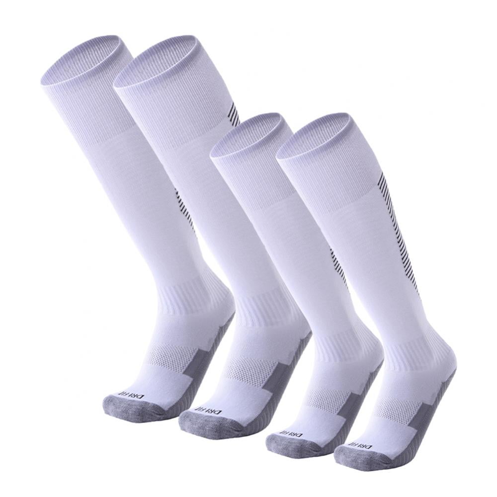 Adult/Kids Soccer Socks 2 Pairs Knee High Tube Socks Towel Bottom