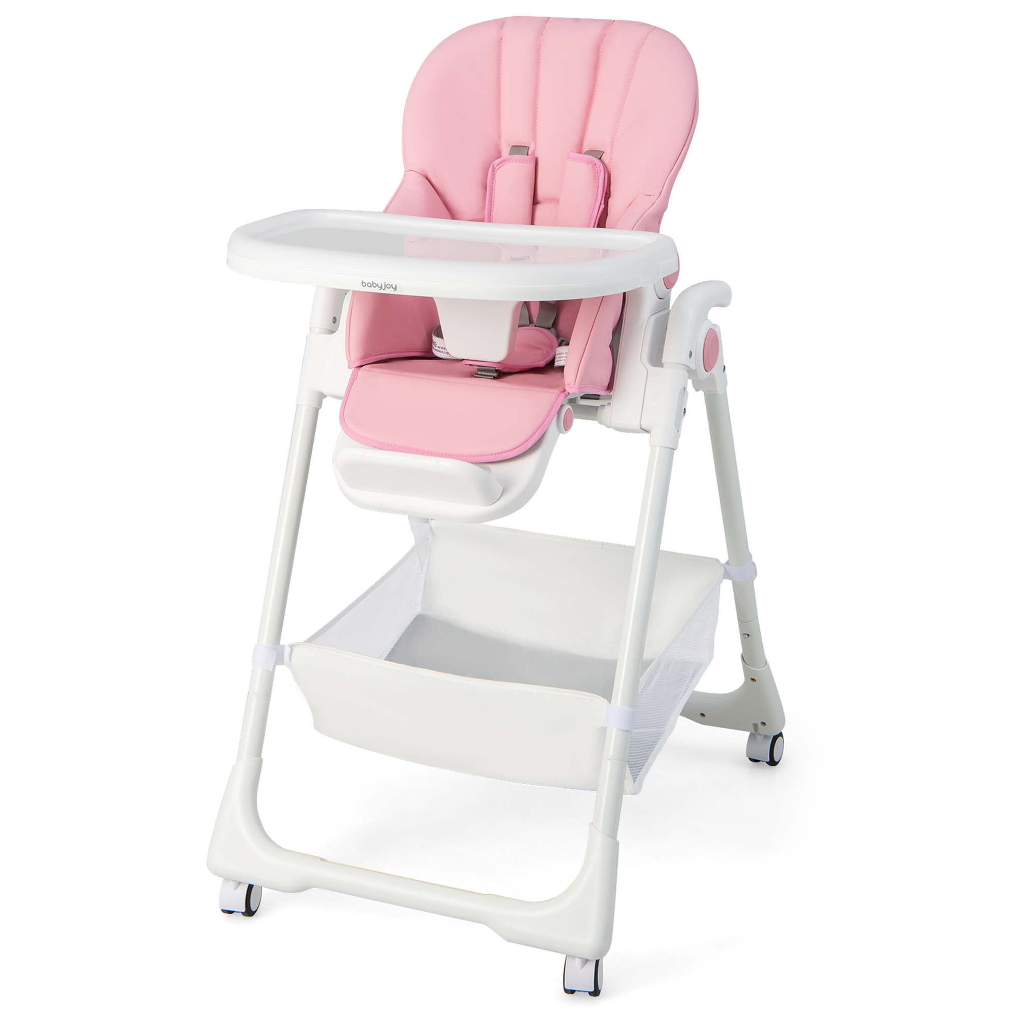 Babyjoy Baby High Chair Convertible Infant Dining Chair Adjustable Height Backrest Pink Walmart