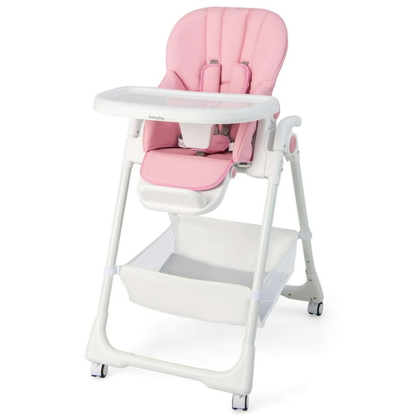 Babyjoy Baby High Chair Convertible Infant Dining Chair Adjustable Height Backrest Pink