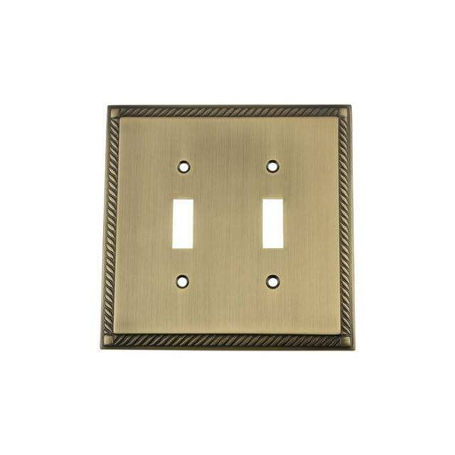Nostalgic Warehouse 719747 Rope Switch Plate with Double Toggle, Antique Brass