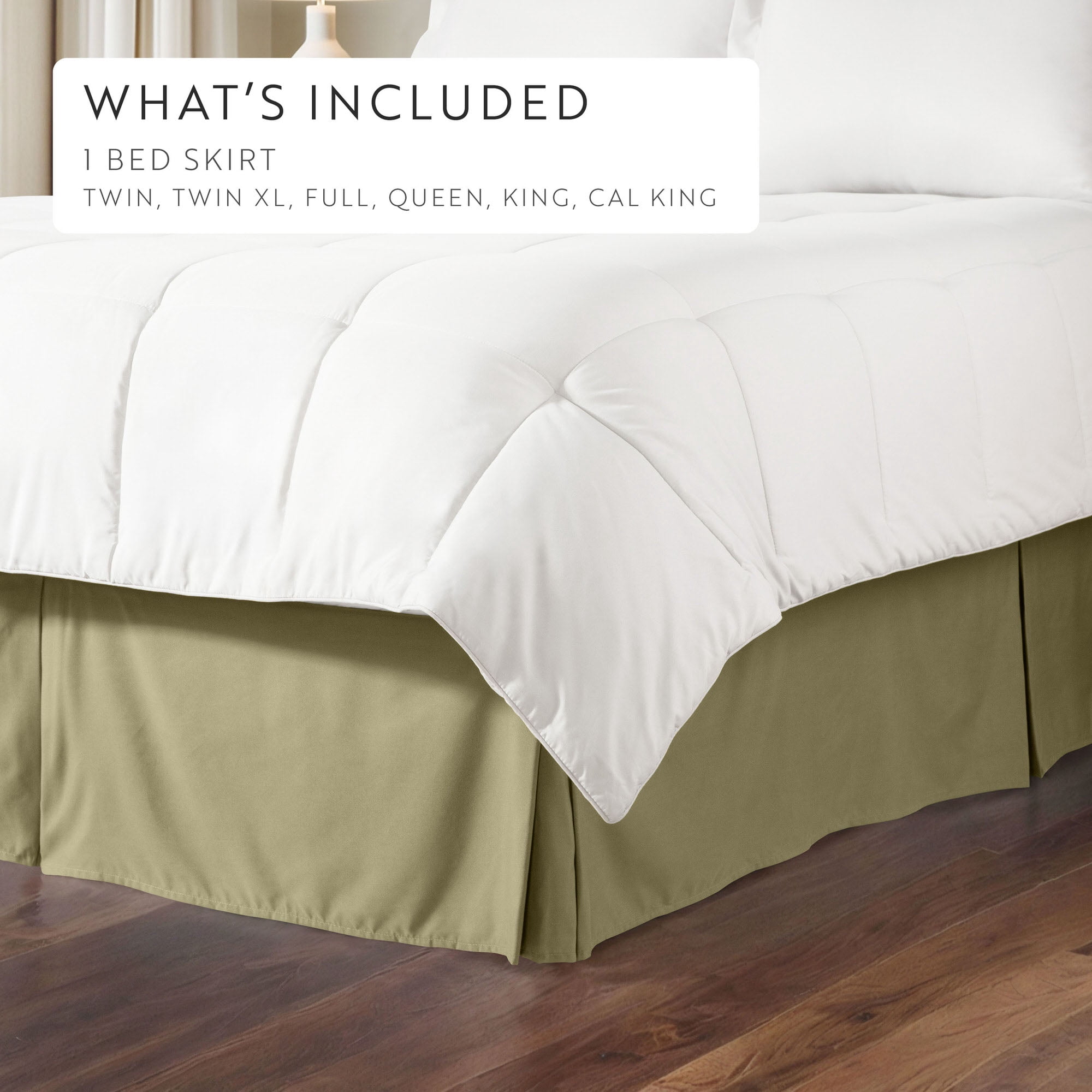 Noble Linens Sage Pleated Dust Ruffle Bed Skirt, Queen