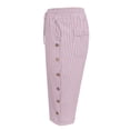 thumbnail image 4 of BLVB Women's Cotton Linen Capri Pants with Drawstring Summer Striped Beachwear Lightweight Elastic Waist Cropped Pants, 4 of 7