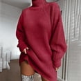 thumbnail image 5 of Long Pull pour Femmes Décontracté Oversize Robe Pull Femme Couleur Unie Col Roulé Automne Pull Tricoté Femme Long Pull Épais Vente Manches Longues Sweat Élégant Pull Manches Longues Chemise (m), 5 of 5