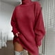 thumbnail image 5 of Suéter largo para mujer, suéter informal de gran tamaño, vestido de mujer, suéter de punto de cuello alto de color sólido para otoño, suéter largo grueso para mujer, sudadera elegante de, 5 of 5