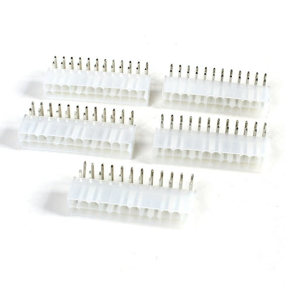 5 x White Plastic Module PSU 24 Pins Plug Terminal ATX Connector Adapter