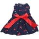 thumbnail image 2 of Ropa de verano para mascotas, linda falda sin mangas de poliéster para perros, vestidos con lazo para niñas DogXZD233, estampado de cereza, azul marino S, 2 of 14