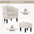 thumbnail image 4 of Giantex Barrel Accent Chair w/Ottoman, Comfy Linen Fabric Armchair, Upholstered Club Tub Sofa Chair & Footstool Set, Beige, 4 of 10