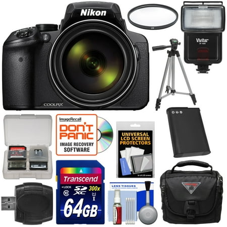 Nikon Coolpix P900 Wi-Fi 83x Zoom Digital Camera with 64GB Card + Battery + Case + Tripod + Filter + Flash + Kit