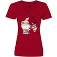 thumbnail image 3 of Inktastic God Bless the USA Gnome Women's V-Neck T-Shirt, 3 of 5