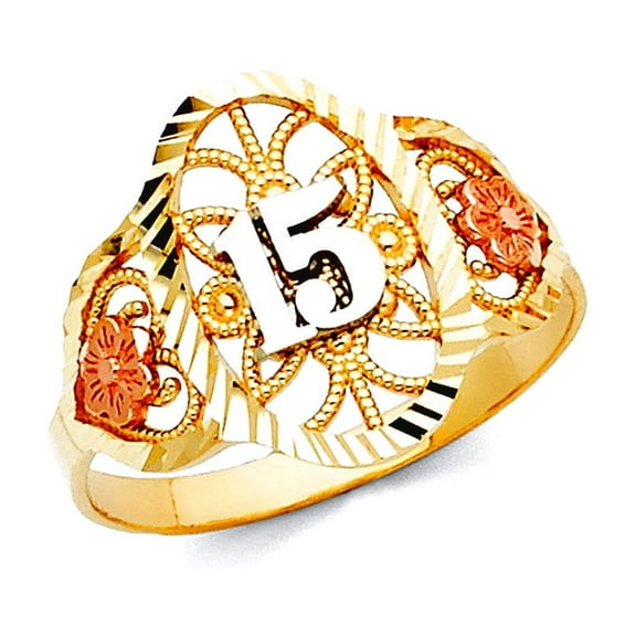 14k Gold Quinceanera Sweet 15 Years Ring Size 7 Ring for Women - 2.1 Grams