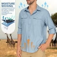 thumbnail image 4 of POENTAB Mens Safari Work Shirts Long Sleeve Hiking Fishing Tops UPF 50+ Quick Dry Camping Travel Button Down Shirt with Pockets, 4 of 9