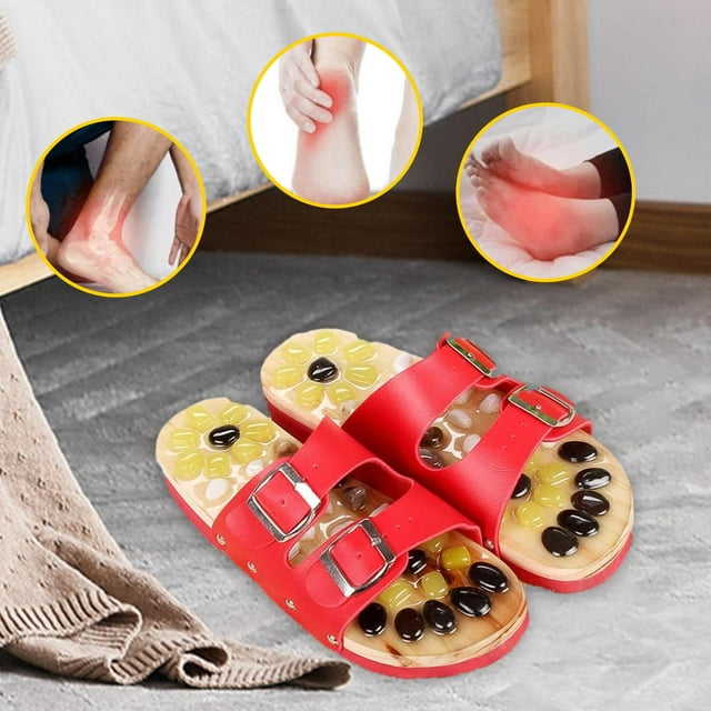 BELOVING Pantoufles de Massage Acupression Ajustables avec Pierre Naturelle Intérieur Extérieur Décontracté 39 à 40