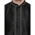 thumbnail image 4 of Men's Art Silk Indian Festival Wedding Party Clothes Kurta Pajama (Black, XL), 4 of 5